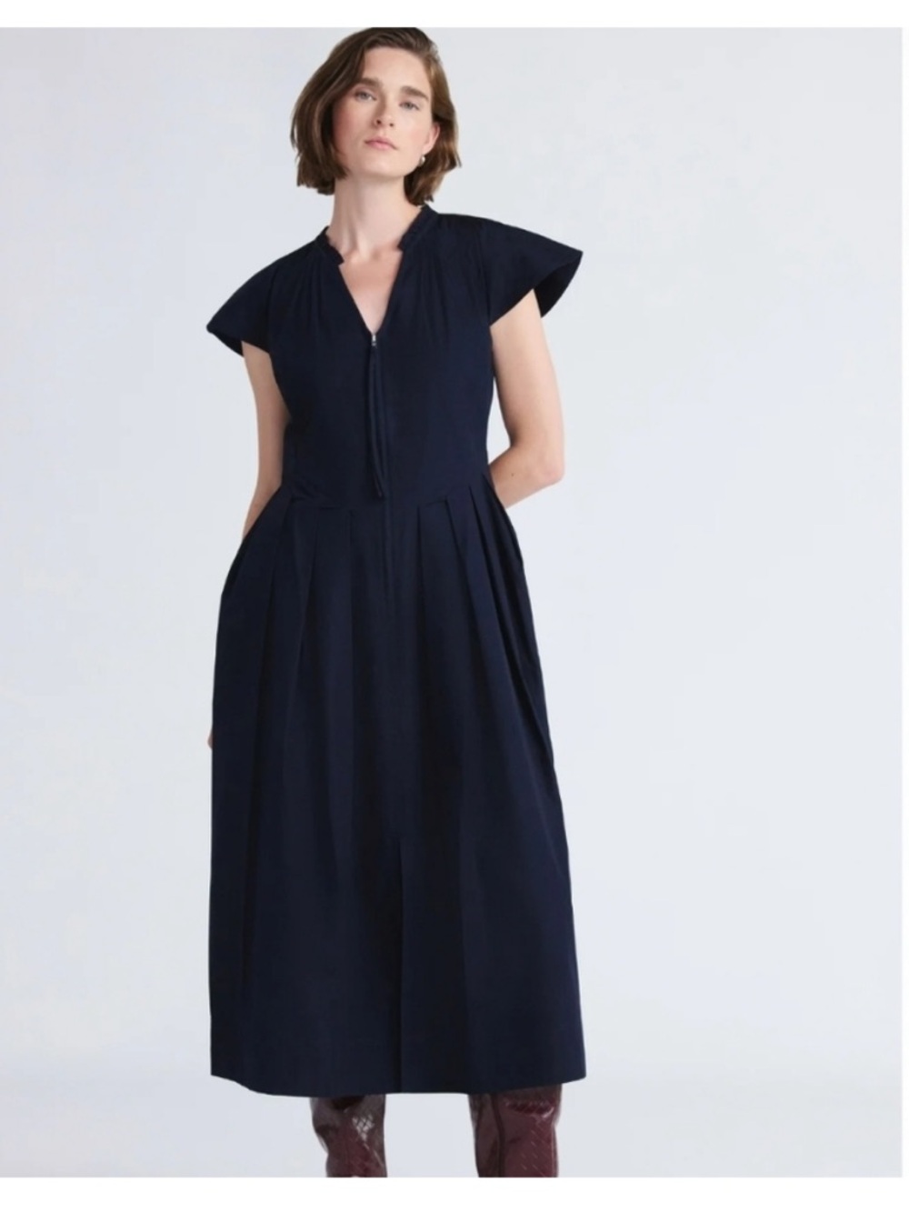 Free Assembly Navy Midi‎ Dress Size Large NWT 100% Cotton